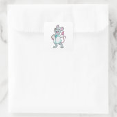 Mouse as Doctor with Doctor's coat Quadratischer Aufkleber (Tasche)