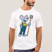 Mouse as Farmer with Rake T-Shirt (Vorderseite)