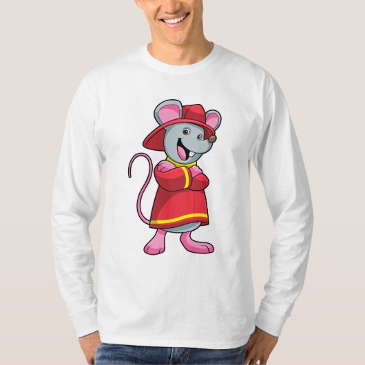 Mouse as Firefighter with Helmet T-Shirt (Vorderseite)