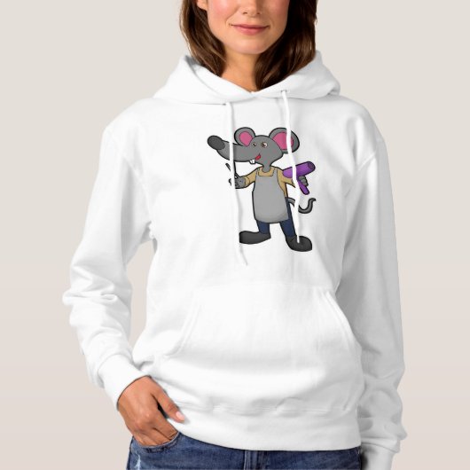 Mouse as Hairdresser with Scissors & Hair dryer Hoodie (Vorderseite)