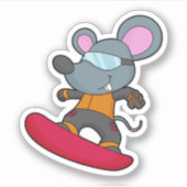Mouse as Snowboarder with Snowboard Aufkleber (Vorderseite)