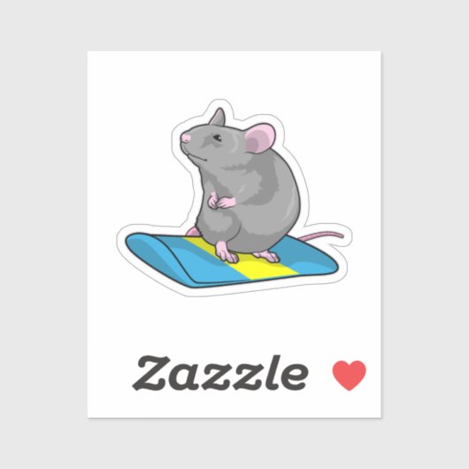 Mouse as Snowboarder with Snowboard Aufkleber (Blatt)