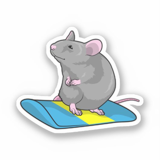 Mouse as Snowboarder with Snowboard Aufkleber (Vorderseite)