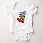 Mouse as Snowboarder with Snowboard Baby Strampler (Vorderseite)