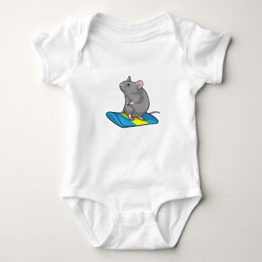 Mouse as Snowboarder with Snowboard Baby Strampler (Vorderseite)