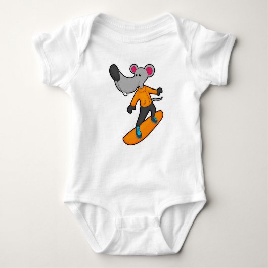 Mouse as Snowboarder with Snowboard Baby Strampler (Vorderseite)