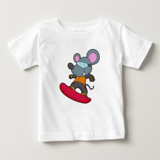 Mouse as Snowboarder with Snowboard Baby T-shirt (Vorderseite)