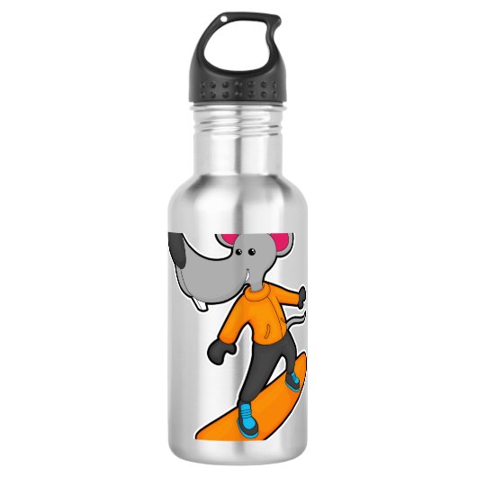 Mouse as Snowboarder with Snowboard Edelstahlflasche (Vorderseite)