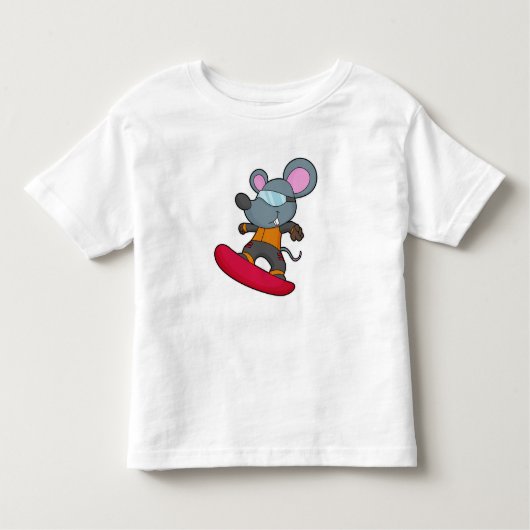 Mouse as Snowboarder with Snowboard Kleinkind T-shirt (Vorderseite)