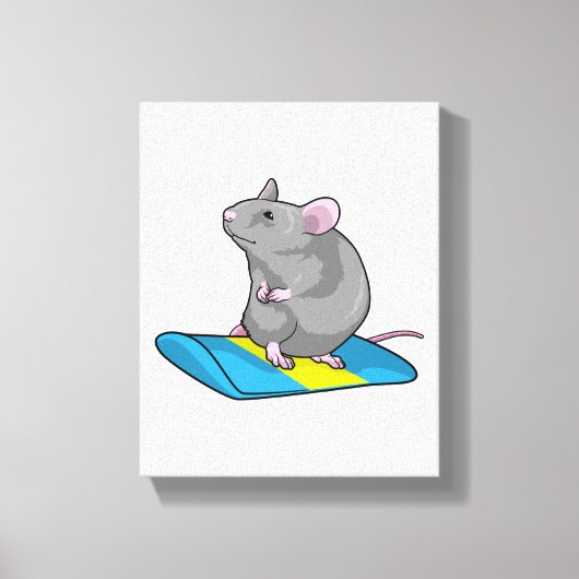 Mouse as Snowboarder with Snowboard Leinwanddruck (Vorderseite)