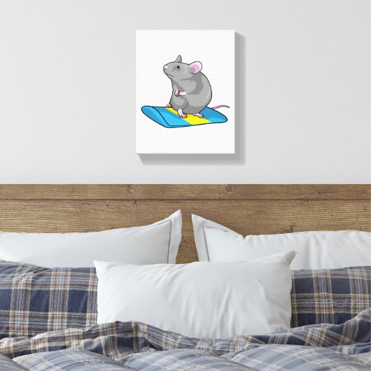 Mouse as Snowboarder with Snowboard Leinwanddruck (Insitu (Schlafzimmer))