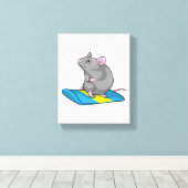 Mouse as Snowboarder with Snowboard Leinwanddruck (Insitu (Holzboden))