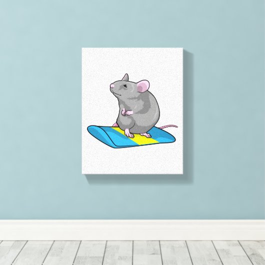 Mouse as Snowboarder with Snowboard Leinwanddruck (Insitu (Holzboden))