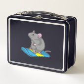 Mouse as Snowboarder with Snowboard Metall Brotdose (Vorderseite)