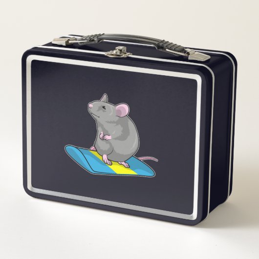 Mouse as Snowboarder with Snowboard Metall Brotdose (Vorderseite)