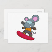 Mouse as Snowboarder with Snowboard Postkarte (Vorne/Hinten)