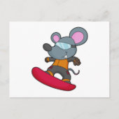 Mouse as Snowboarder with Snowboard Postkarte (Vorderseite)