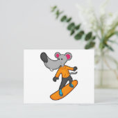 Mouse as Snowboarder with Snowboard Postkarte (Stehend Vorderseite)