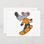 Mouse as Snowboarder with Snowboard Postkarte (Vorne/Hinten)