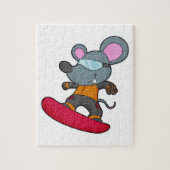 Mouse as Snowboarder with Snowboard Puzzle (Vertikal)