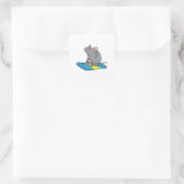 Mouse as Snowboarder with Snowboard Quadratischer Aufkleber (Tasche)
