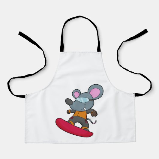 Mouse as Snowboarder with Snowboard Schürze (Vorderseite)