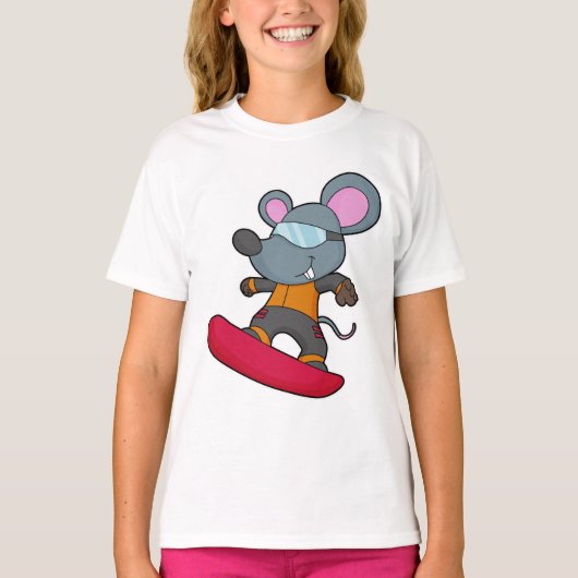 Mouse as Snowboarder with Snowboard T-Shirt (Vorderseite)