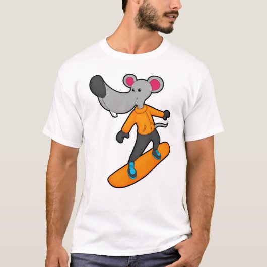 Mouse as Snowboarder with Snowboard T-Shirt (Vorderseite)