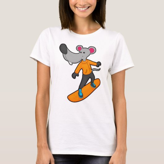 Mouse as Snowboarder with Snowboard T-Shirt (Vorderseite)