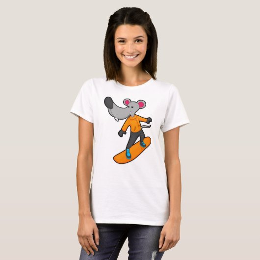 Mouse as Snowboarder with Snowboard T-Shirt (Vorne ganz)