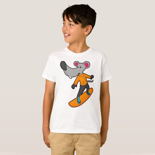 Mouse as Snowboarder with Snowboard T-Shirt (Vorne ganz)
