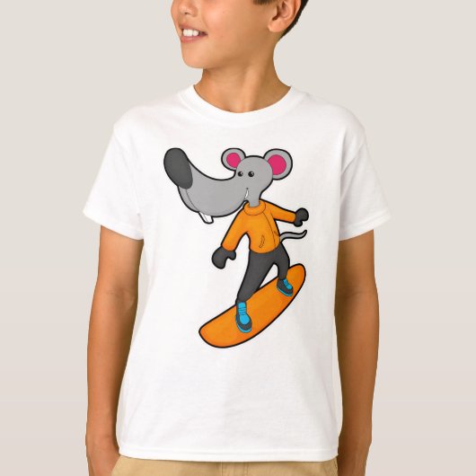 Mouse as Snowboarder with Snowboard T-Shirt (Vorderseite)