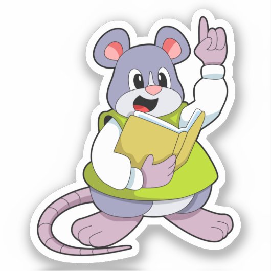 Mouse as Teacher with Book Aufkleber (Vorderseite)