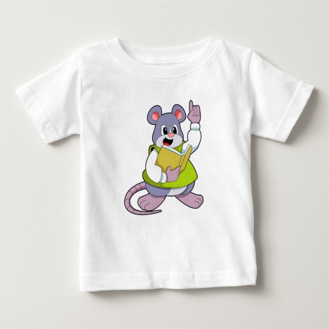 Mouse as Teacher with Book Baby T-shirt (Vorderseite)