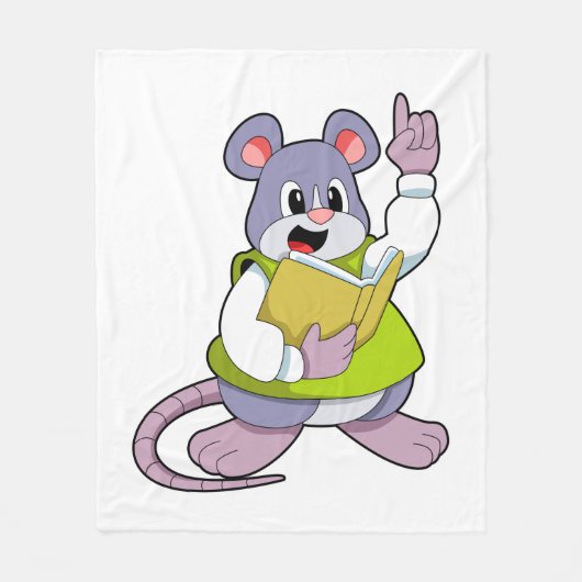 Mouse as Teacher with Book Fleecedecke (Vorderseite)