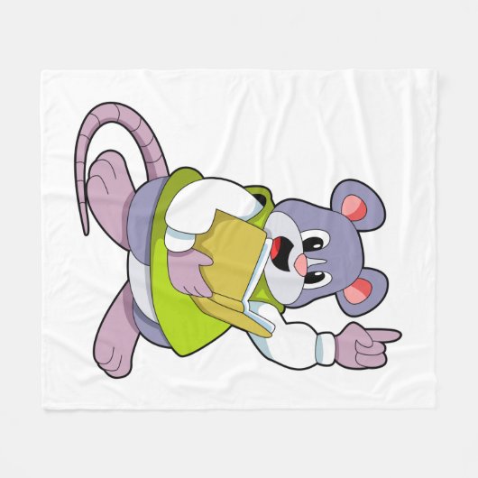Mouse as Teacher with Book Fleecedecke (Vorderseite (Horizontal))
