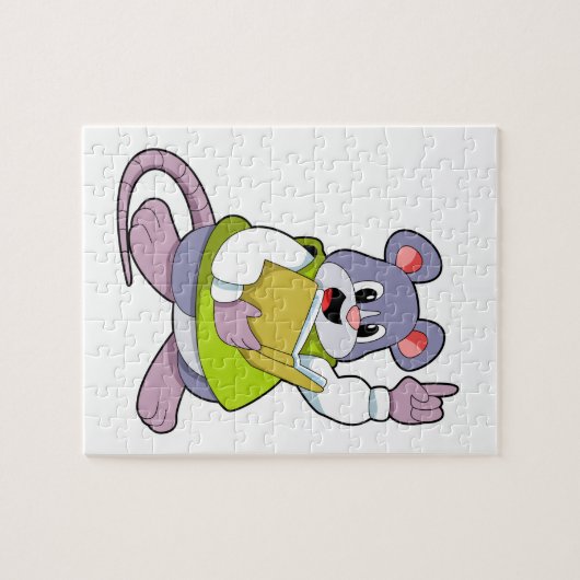 Mouse as Teacher with Book Puzzle (Horizontal)