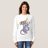 Mouse at Cricket with Cricket bat Sweatshirt (Vorne ganz)