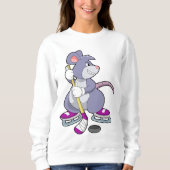 Mouse at Ice hockey with Ice hockey stick Sweatshirt (Vorderseite)