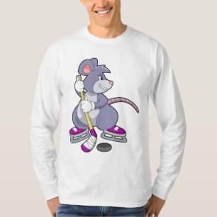 Mouse at Ice hockey with Ice hockey stick T-Shirt