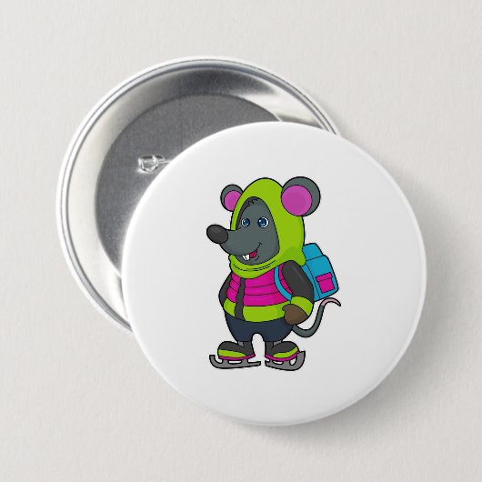 Mouse at Ice Skaten mit Ice Skate & Backpack.pn Button (Vorne & Hinten)