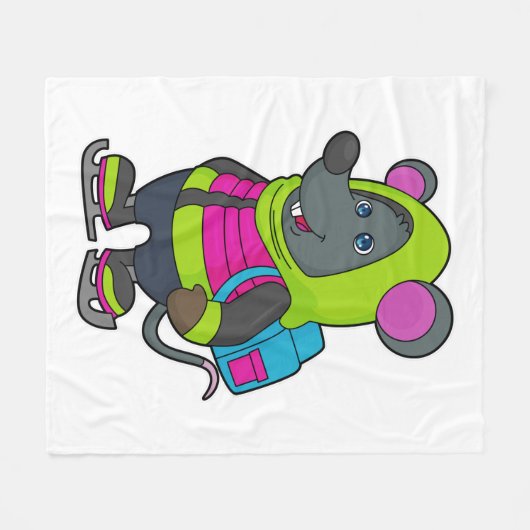 Mouse at Ice Skaten mit Ice Skate & Backpack.pn Fleecedecke (Vorderseite (Horizontal))