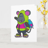 Mouse at Ice Skaten mit Ice Skate & Backpack.pn Karte (Gelbe Blume)