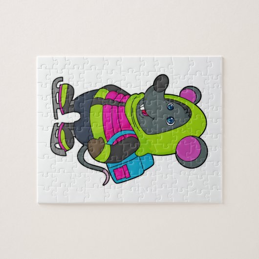 Mouse at Ice Skaten mit Ice Skate & Backpack.pn Puzzle (Horizontal)