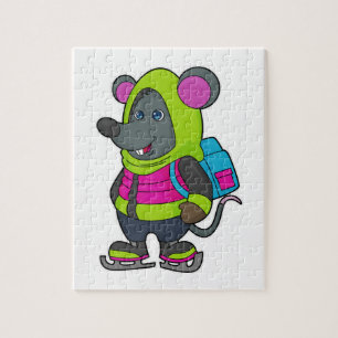 Mouse at Ice Skaten mit Ice Skate & Backpack.pn Puzzle