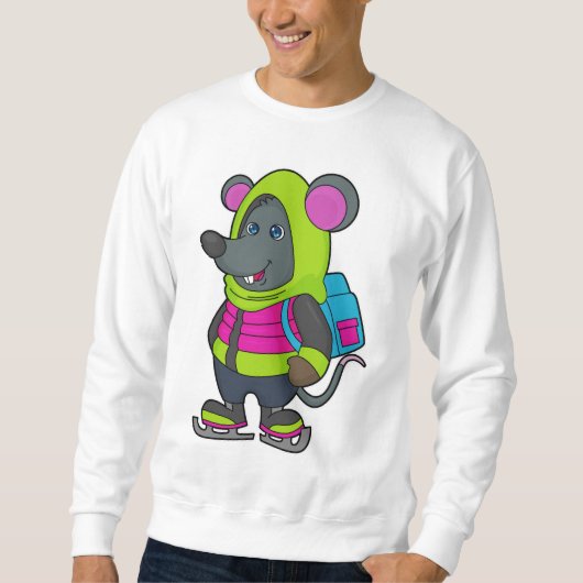 Mouse at Ice Skaten mit Ice Skate & Backpack.pn Sweatshirt (Vorderseite)