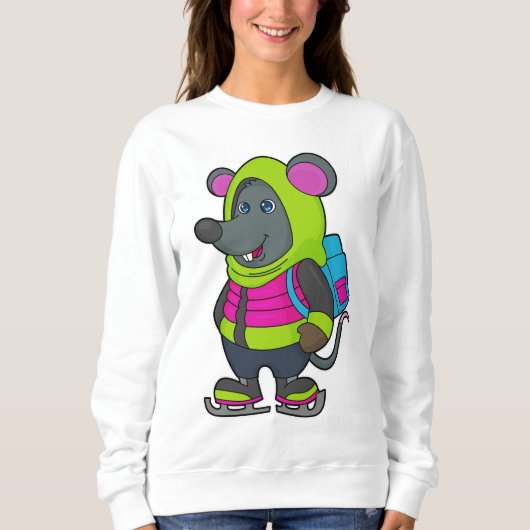 Mouse at Ice Skaten mit Ice Skate & Backpack.pn Sweatshirt (Vorderseite)
