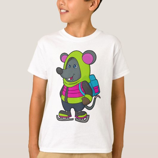 Mouse at Ice Skaten mit Ice Skate & Backpack.pn T-Shirt (Vorderseite)