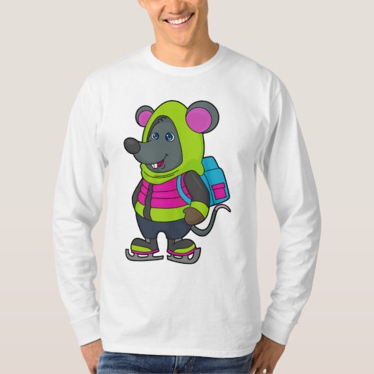 Mouse at Ice Skaten mit Ice Skate & Backpack.pn T-Shirt (Vorderseite)