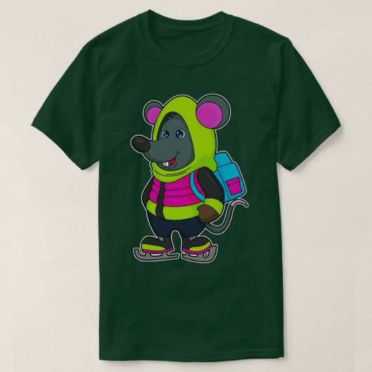 Mouse at Ice Skaten mit Ice Skate Backpack T-Shirt (Design vorne)